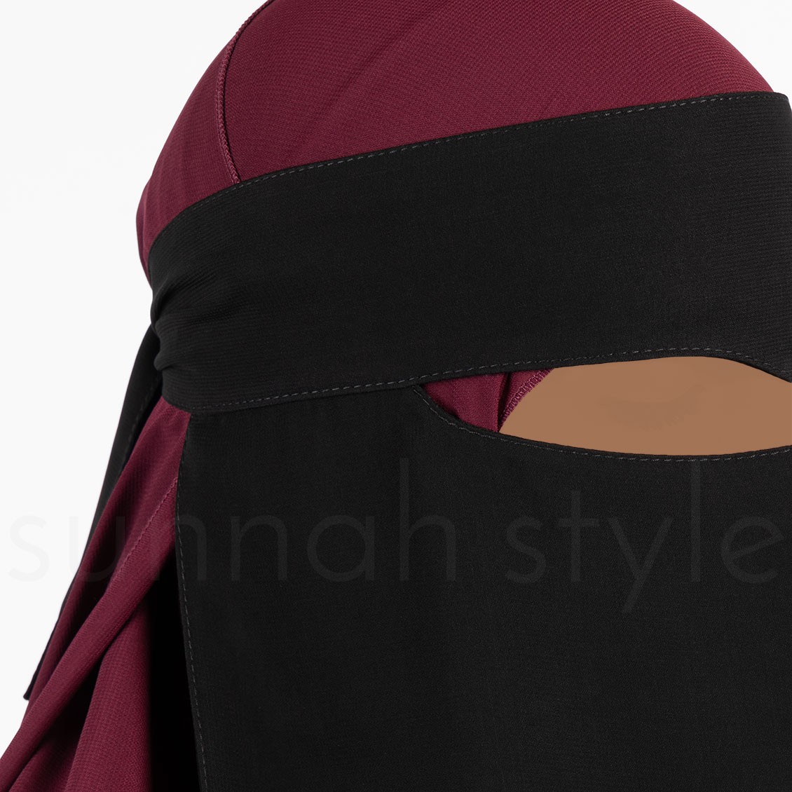 Sunnah Style One Layer Widows Peak Niqab Black